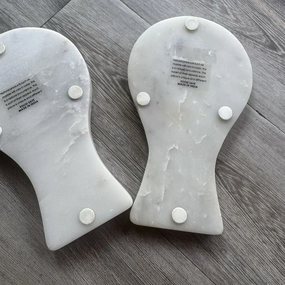 Set of 2 White Marble Chopstick Rest Spoon Holder Sushi Tableware Set India 8.5